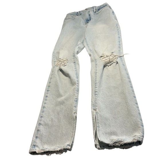 Good American Distressed Bootcut Split Hem Jeans Sz 2/26 - Picture 3 of 16
